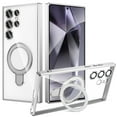 thumbnail image 1 of Dteck Magnetic Case for Samsung Galaxy S25 Compatible with MagSafe TPU+PC Clear Back Case with Camera Lens Protector Kickstand Anti-Scratch Shockproof Electroplated Cover,Silver, 1 of 8