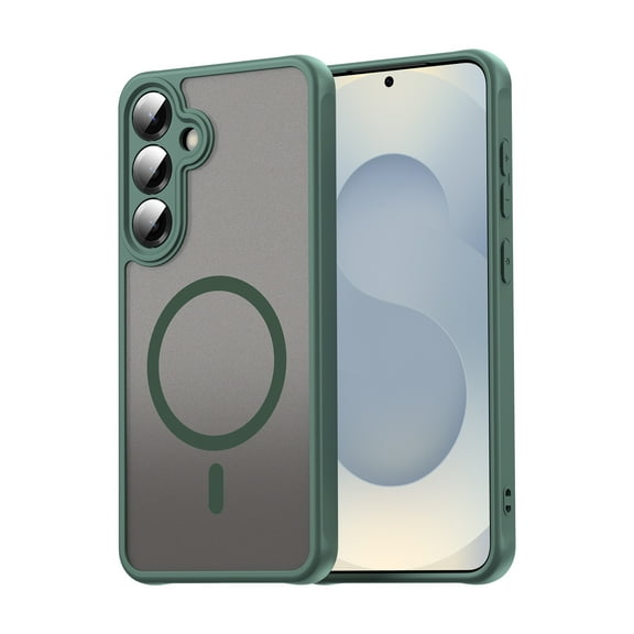 Dteck Magnetic Case for Samsung Galaxy S25 FE,Shockproof TPU+PC Matte Translucent Back Slim Protective Case Compatible with MagSafe Cover for Samsung Galaxy S25 FE,Green
