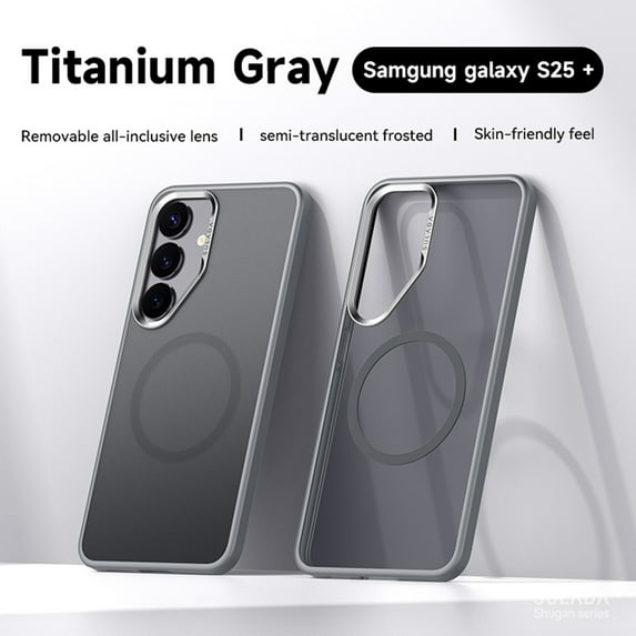 Dteck Magnetic Case for Samsung Galaxy S25 Plus,Military Grade Protection Case Compatible with Mag Safe Slim TPU+PC Translucent Matte Back Cover for Galaxy S25 Plus,Grey