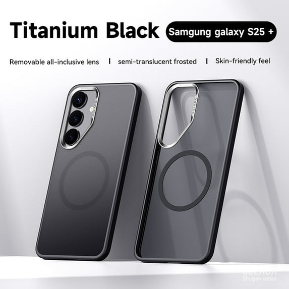 Dteck Magnetic Case for Samsung Galaxy S25 Plus,Military Grade Protection Case Compatible with Mag Safe Slim TPU+PC Translucent Matte Back Cover for Galaxy S25 Plus,Black