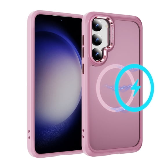 Dteck Magnetic Case for Samsung Galaxy S25 Plus / S25+ Compatible with MagSafe & Magnetic Car Phone Mount, Slim Translucent Matte Shockproof with Anti-Fingerprint Phone Case 6.7",Pink