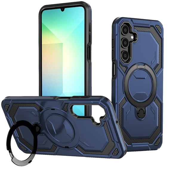Dteck Magnetic Case for Samsung Galaxy S25,Shockproof TPU+PC Ring Holder Case Compatible with Mag Safe Military Drop Protection Kickstand Back Cover,Blue