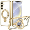 thumbnail image 1 of Dteck Magnetic Case for Samsung Galaxy S25 Ultra Compatible with MagSafe TPU+PC Clear Back Case with Camera Lens Protector Kickstand Anti-Scratch Shockproof Electroplated Cover,Gold, 1 of 8