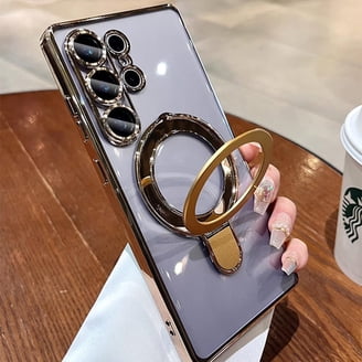 Dteck Magnetic Case for Samsung Galaxy S26 Ultra, MagSafe Compatible Clear Cover with Invisible Stand, Camera Lens Protector & Shockproof Hybrid Protection,Gold