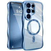 Dteck Magnetic Case for Samsung Galaxy S26 Ultra,Shockproof Wavy Clear Case Compatible with Mag Safe Electroplated TPU Cover for Samsung Galaxy S26 Ultra,Blue
