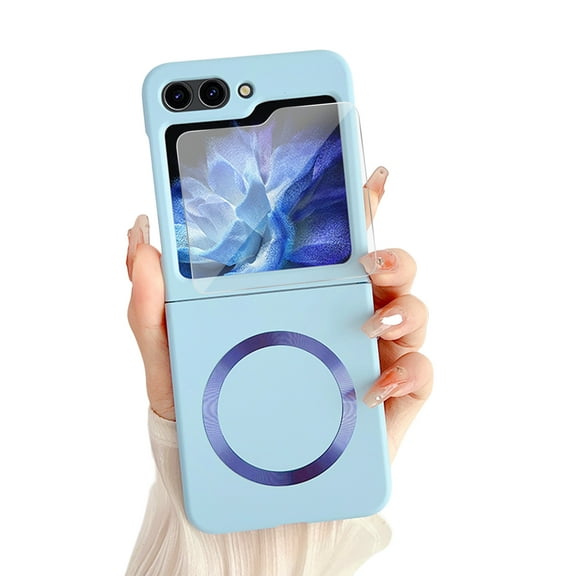 Dteck Magnetic Case for Samsung Galaxy Z Flip 5, Compatible with MagSafe, Z Flip5 Case with Small Screen Protector, Slim Shockproof Protective Case for Samsung Galaxy Z Flip5,Light Blue
