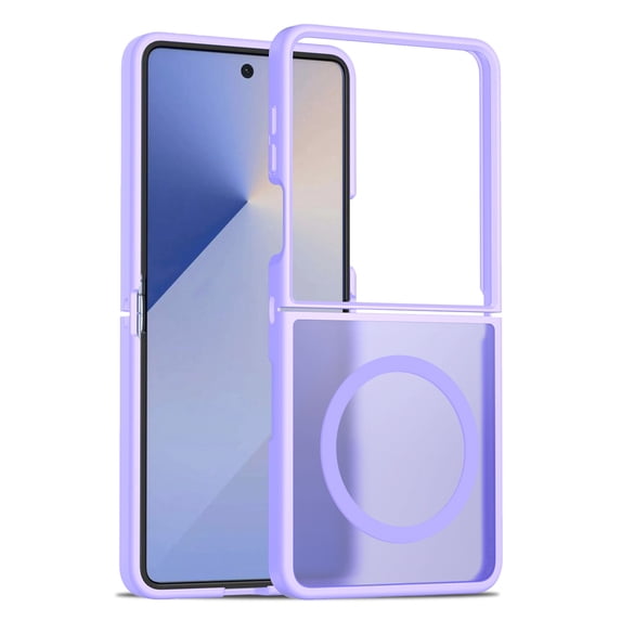 Dteck Magnetic Case for Samsung Galaxy Z Flip 7,Slim Hard PC Translucent Frosted Case Compatible with MagSafe Shockproof Cover for Galaxy Z Flip 7,Purple