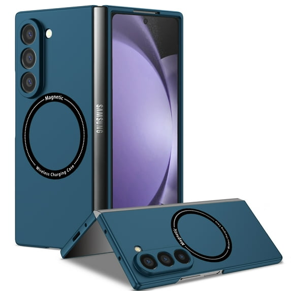 Dteck Magnetic Case for Samsung Galaxy Z Fold 6 5G (2024),Built in Iron Ring Compatible with MagSafe Charger,Shockproof Slim Fit Hard PC Lightweight Anti-scratch Protective Phone Cover,Darkblue