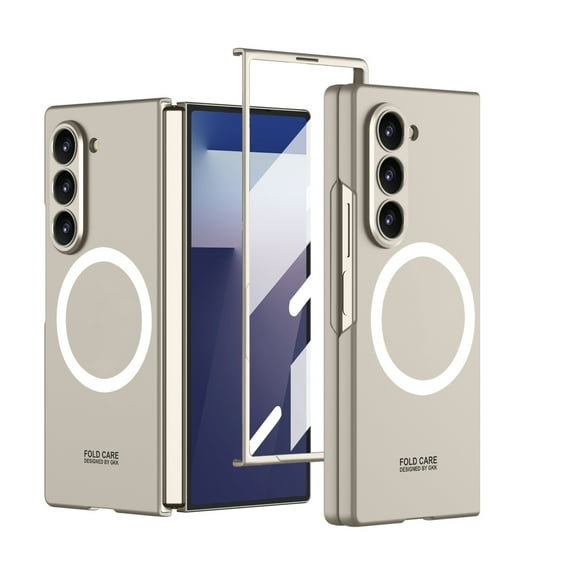 Dteck Magnetic Case for Samsung Galaxy Z Fold 7 with Built-in Screen Protector, Compatible with MagSafe, Ultra Thin Lightweight Slim Hard PC Phone Protective Cover for Samsung Z Fold 7 2025,Titanium