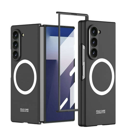 Dteck Magnetic Case for Samsung Galaxy Z Fold 7 with Built-in Screen Protector, Compatible with MagSafe, Ultra Thin Lightweight Slim Hard PC Phone Protective Cover for Samsung Z Fold 7 2025,Black