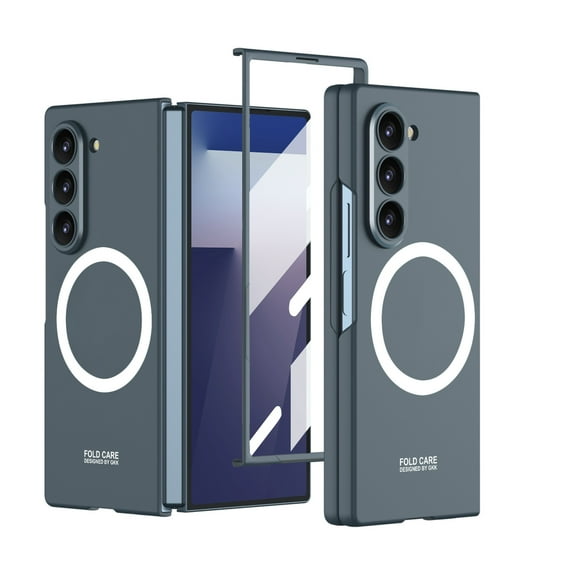 Dteck Magnetic Case for Samsung Galaxy Z Fold 7 with Built-in Screen Protector, Compatible with MagSafe, Ultra Thin Lightweight Slim Hard PC Phone Protective Cover for Samsung Z Fold 7 2025,Deep Green