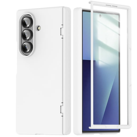 Dteck Magnetic Case for Samsung Galaxy Z Fold 7,Shockproof Hinge Protection PC Case Compatible with Mag Safe Built-in Front Screen Cover for Galaxy Z Fold 7,White
