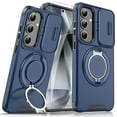 thumbnail image 1 of Dteck Magnetic Case with Tempered Glass Screen Protector for Samsung Galaxy A36 5G,Shockproof Hard Plastic Shell Phone Case with Phone Ring Grip Holder Kickstand/Slide Camera Cover,Blue, 1 of 9