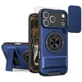thumbnail image 1 of Dteck Magnetic Case with Tempered Glass Screen Protector for iPhone 17 Pro Max,Shockproof TPU+PC Slide Lens Protection Case Compatible with Mag Safe Ring Holder Hidden Kickstand Back Cover,Blue, 1 of 10