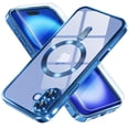 thumbnail image 1 of Dteck Magnetic Case with Tempered Screen Protector for iPhone 16 Plus,Shockproof TPU Transparent Case Compatible with MagSafe Full Camera Lens Protector Plating Back Cover,Darkblue, 1 of 5