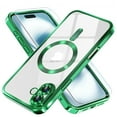 thumbnail image 1 of Dteck Magnetic Case with Tempered Screen Protector for iPhone 16 Plus,Shockproof TPU Transparent Case Compatible with MagSafe Full Camera Lens Protector Plating Back Cover,Darkgreen, 1 of 5