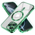 thumbnail image 1 of Dteck Magnetic Case with Tempered Screen Protector for iPhone 16 Pro Max,Shockproof TPU Transparent Case Compatible with MagSafe Full Camera Lens Protector Plating Back Cover,Darkgreen, 1 of 5