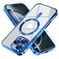 thumbnail image 1 of Dteck Magnetic Case with Tempered Screen Protector for iPhone 16 Pro,Shockproof TPU Transparent Case Compatible with MagSafe Full Camera Lens Protector Plating Back Cover,Darkblue, 1 of 5