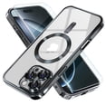 thumbnail image 1 of Dteck Magnetic Case with Tempered Screen Protector for iPhone 16 Pro,Shockproof TPU Transparent Case Compatible with MagSafe Full Camera Lens Protector Plating Back Cover,Black, 1 of 5
