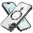 thumbnail image 1 of Dteck Magnetic Case with Tempered Screen Protector for iPhone 16,Shockproof TPU Transparent Case Compatible with MagSafe Full Camera Lens Protector Plating Back Cover,Black, 1 of 5
