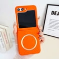 thumbnail image 1 of Dteck Magnetic Case for Z Flip 5 Case, Compatible with Magsafe Accessories, Shockproof Ultra thin Case,Hybrid Hard Back Bumper Protective Phone Case for Samsung Z Flip 5 2023,Orange, 1 of 5