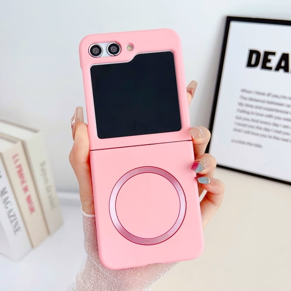 Dteck Magnetic Case for Z Flip 6 Case, Compatible with Magsafe Accessories, Shockproof Ultra thin Case,Hybrid Hard Back Bumper Protective Phone Case for Samsung Z Flip 6 2024,Pink