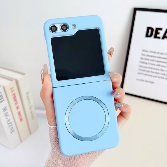 Dteck Magnetic Case for Z Flip 6 Case, Compatible with Magsafe Accessories, Shockproof Ultra thin Case,Hybrid Hard Back Bumper Protective Phone Case for Samsung Z Flip 6 2024,Blue
