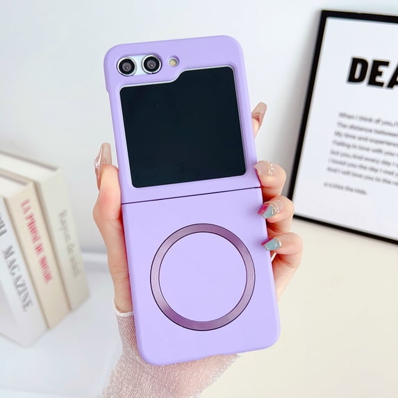 Dteck Magnetic Case for Z Flip 6 Case, Compatible with Magsafe Accessories, Shockproof Ultra thin Case,Hybrid Hard Back Bumper Protective Phone Case for Samsung Z Flip 6 2024,Purple