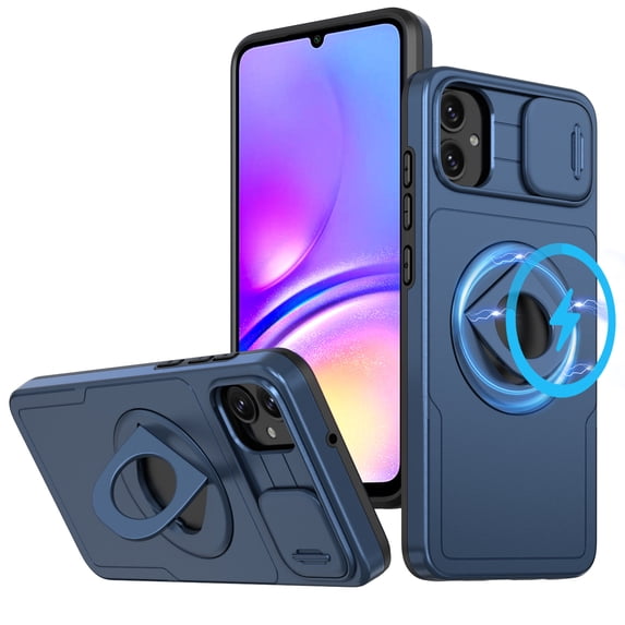 Dteck Magnetic Case for Galaxy A05, Compatible with MagSafe with Ring Kickstand Military Grade Drop Protection Cover Case for Samsung Galaxy A05,Blue