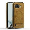 thumbnail image 1 of Dteck Magnetic Case for Google Pixel 9A, Compatible with MagSafe, PU Leather TPU Bumper Shockproof Protective Cover with Kickstand,Brown, 1 of 5
