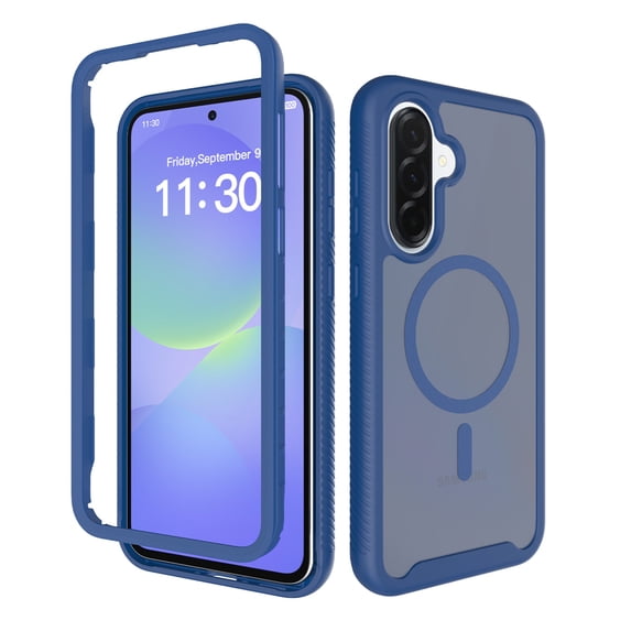 Dteck Magnetic Case for Samsung Galaxy A07 / A06, Compatible with MagSafe, Translucent Back with Front Frame Rugged Shockproof Protective Cover,Blue