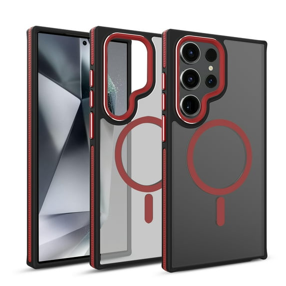 Dteck Magnetic Case for Samsung Galaxy S23 Ultra 5G, Compatible with MagSafe, Translucent Matte Back Shockproof Phone Cover,Red