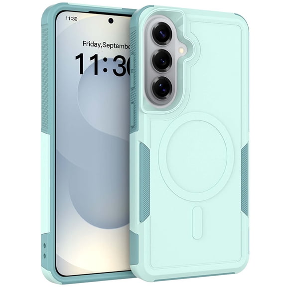 Dteck Magnetic Case for Samsung Galaxy S24 FE, Compatble with MagSafe, Heavy Duty Dual-Layer Shockproof Matte Finish Phone Cover,Mint