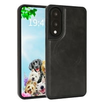 Dteck Magnetic Case for Samsung Galaxy S25 Edge,Shockproof Leather TPU Case Compatible with Mag Safe Back Cover for Samsung Galaxy S25 Edge,Black