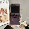 thumbnail image 1 of Dteck Magnetic Case for Samsung Galaxy Z Flip 5,Shockproof Leather + PC Hinge Protection Case Compatible with Mag Safe Ring Holder Stand Cover,Purple, 1 of 8