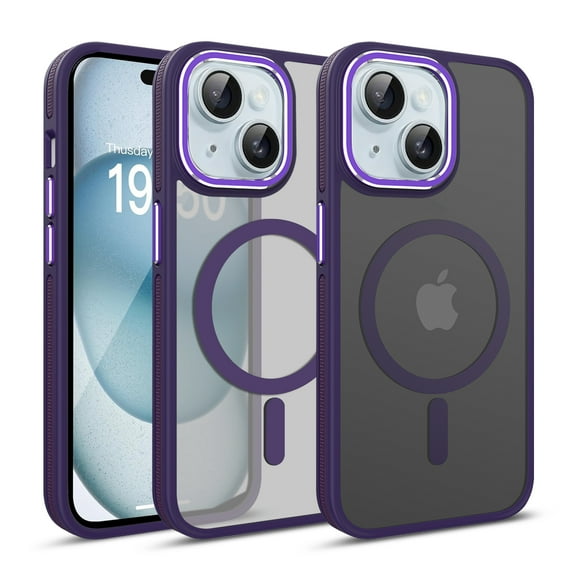 Dteck Magnetic Case for iPhone 11, Compatible with MagSafe, Translucent Matte Back Shockproof Phone Cover,Purple