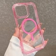 thumbnail image 1 of Dteck Magnetic Case for iPhone 12 Pro Max, Compatible with MagSafe, Shockproof Protective Bumper Phone Case for iPhone 12 Pro Max,Pink-Clear Back, 1 of 7