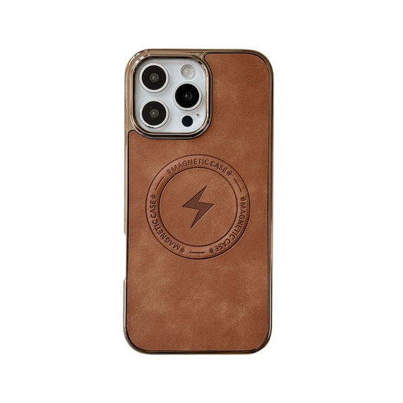 Dteck Magnetic Case for iPhone 12, Shockproof Magnetic Anti-Fingerprint PU Leather Cover Support Wireless Charging Ultra Slim Protection Cover, Brown