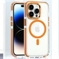 thumbnail image 1 of Dteck Magnetic Case for iPhone 13 Pro, Compatible with MagSafe, Clear Slim Crystal Transparent Cover Shockproof Bumper Case for iPhone 13 Pro,Orange, 1 of 6