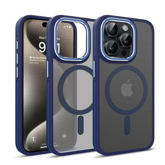 Dteck Magnetic Case for iPhone 13 Pro, Compatible with MagSafe, Translucent Matte Back Shockproof Phone Cover,Blue