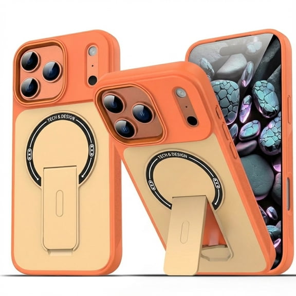 Dteck Magnetic Case for iPhone 14 Pro Max,Shockproof TPU+PC Case Compatible with Mag Safe Kickstand Back Cover for iPhone 14 Pro Max,Orange