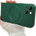 thumbnail image 1 of Dteck Magnetic Case for iPhone 15 Plus, Compatible with MagSafe, Matte Metallic Luster Design Slim Cover with Camera Lens Protector,Green, 1 of 5
