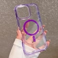 thumbnail image 1 of Dteck Magnetic Case for iPhone 15 Plus, Compatible with MagSafe, Shockproof Protective Bumper Phone Case for iPhone 15 Plus,Purple-Clear Back, 1 of 7