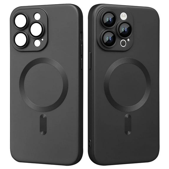 Dteck Magnetic Case for iPhone 15 Pro Max, Compatible with MagSafe, Matte Metallic Luster Design Slim Cover with Camera Lens Protector,Black