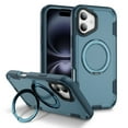 thumbnail image 1 of Dteck Magnetic Case for iPhone 16 Plus,Shockproof TPU Matte PC Case 360° Rotatable Ring Holder Kickstand Compatible with Mag Safe Back Cover,Blue, 1 of 8