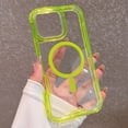 thumbnail image 1 of Dteck Magnetic Case for iPhone 16 Pro Max, Compatible with MagSafe, Shockproof Protective Bumper Phone Case for iPhone 16 Pro Max,Green-Clear Back, 1 of 6