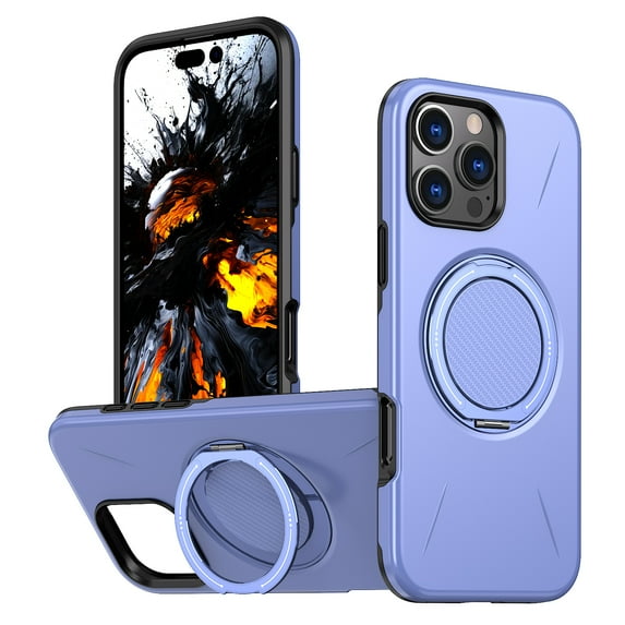 Dteck Magnetic Case for iPhone 16 Pro Max,Shockproof TPU+PC Ring Holder Kickstand Case Compatible with Mag Safe Slim Back Cover,Purple