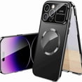 thumbnail image 1 of Dteck Magnetic Case for iPhone 16 Pro, Tempered Glass Screen Protector and Magnetic Adsorption Case Metal Bumper Shockproof Plating Hard Cover, Black, 1 of 7