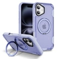 thumbnail image 1 of Dteck Magnetic Case for iPhone 16,Shockproof TPU Matte PC Case 360° Rotatable Ring Holder Kickstand Compatible with Mag Safe Back Cover,Purple, 1 of 8