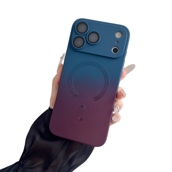Dteck Magnetic Case for iPhone 17 Pro 6.3 Inch, Gradient Neon Color Case Compatible with MagSafe Charger Cover with Camera Lens Protector,Blue Red